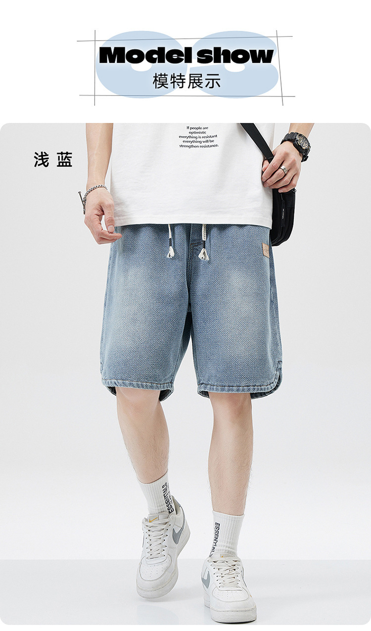 Starry sky pattern denim shorts for men, loose and trendy straight-leg casual mid-length pants, 2025 new style American versatile pic 7