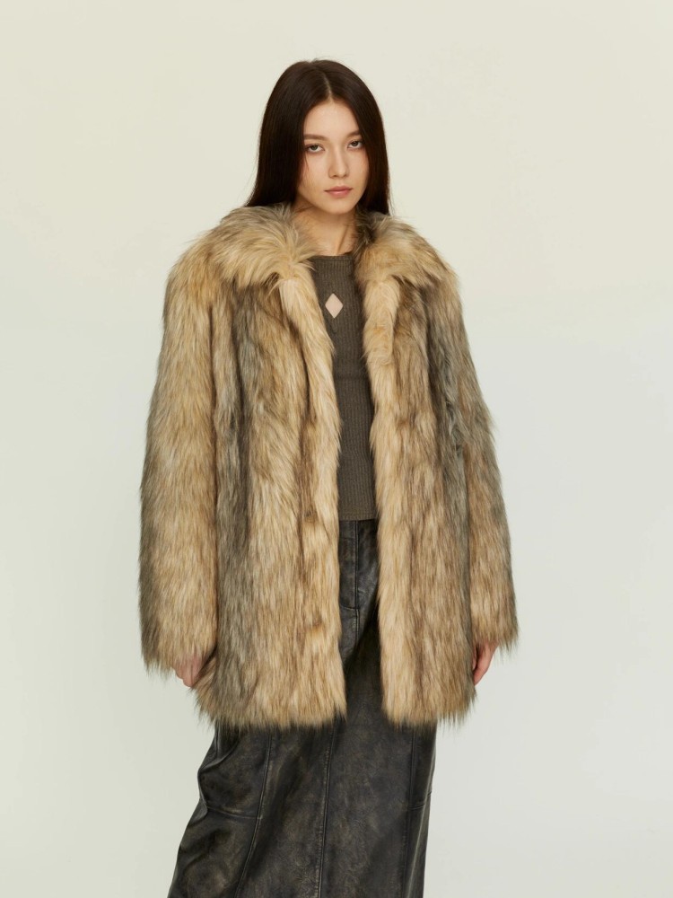 跨境欧美批发代发棕色皮草2025新款海宁韩系环保狐狸毛毛外套女冬详情5