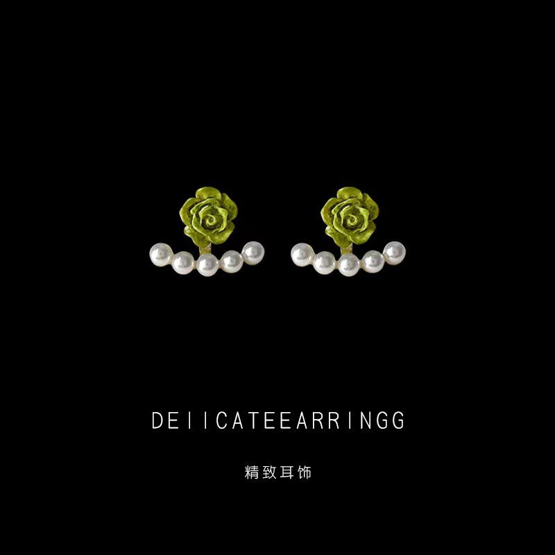 Forest-themed fresh and delicate ~925 silver needle, a pair of pearl flower stud earrings plated with 14K gentle earrings and earring accessories pic 1