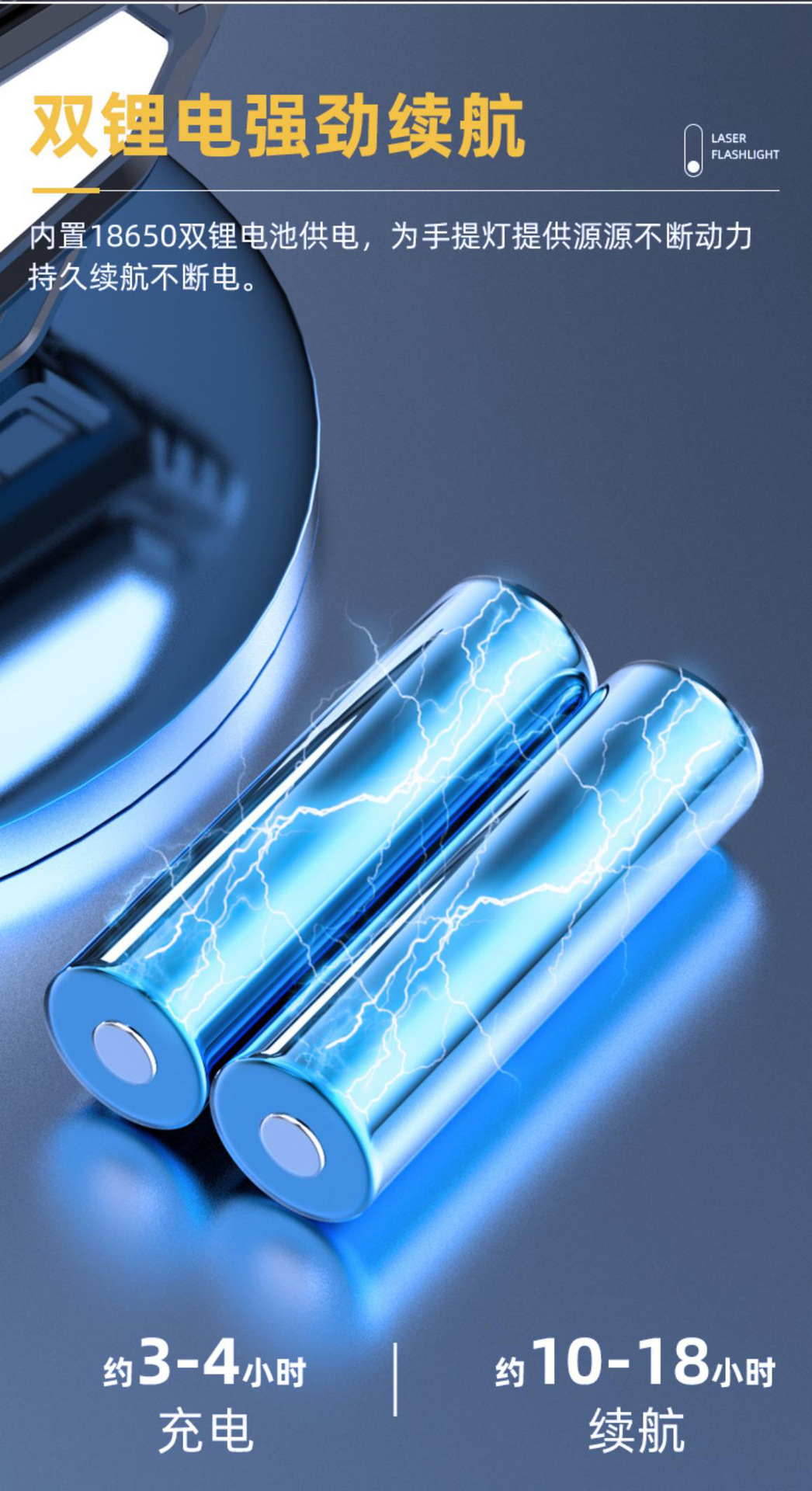 Cross-border multi-functional solar-powered charging high-intensity portable lamp, household outdoor camping red light warning emergency searchlight pic 11