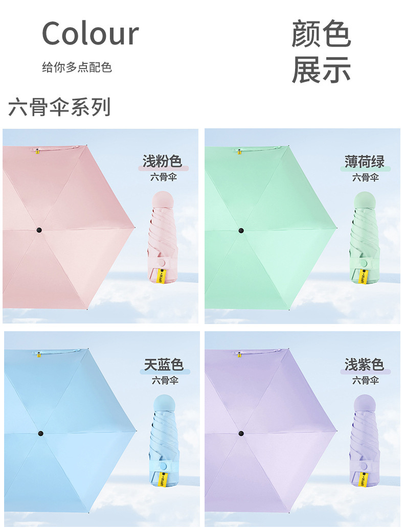 五折黑胶遮阳伞晴雨两用防晒防紫外线太阳伞折叠口袋雨伞广告伞详情19