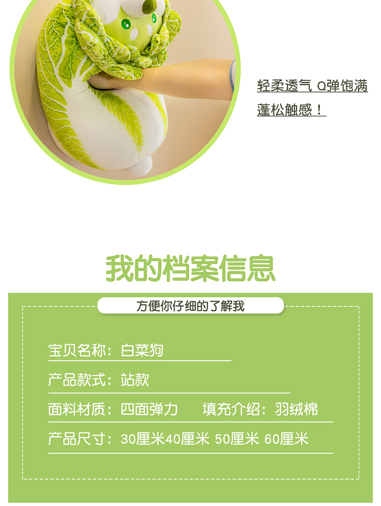 Vegetable fairy dog doll, Chinese cabbage plush toy, Internet celebrity funny doll, new plush toy, soft for girls pic 4
