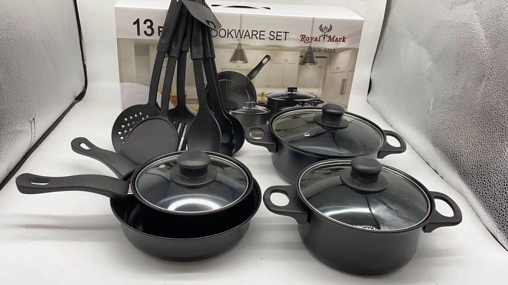 Hot-selling 13-piece set of cookware: spatula, non-stick soup pot, milk pot, frying pot, cross-border tourmaline pot, multi-piece set of cookware pic 13