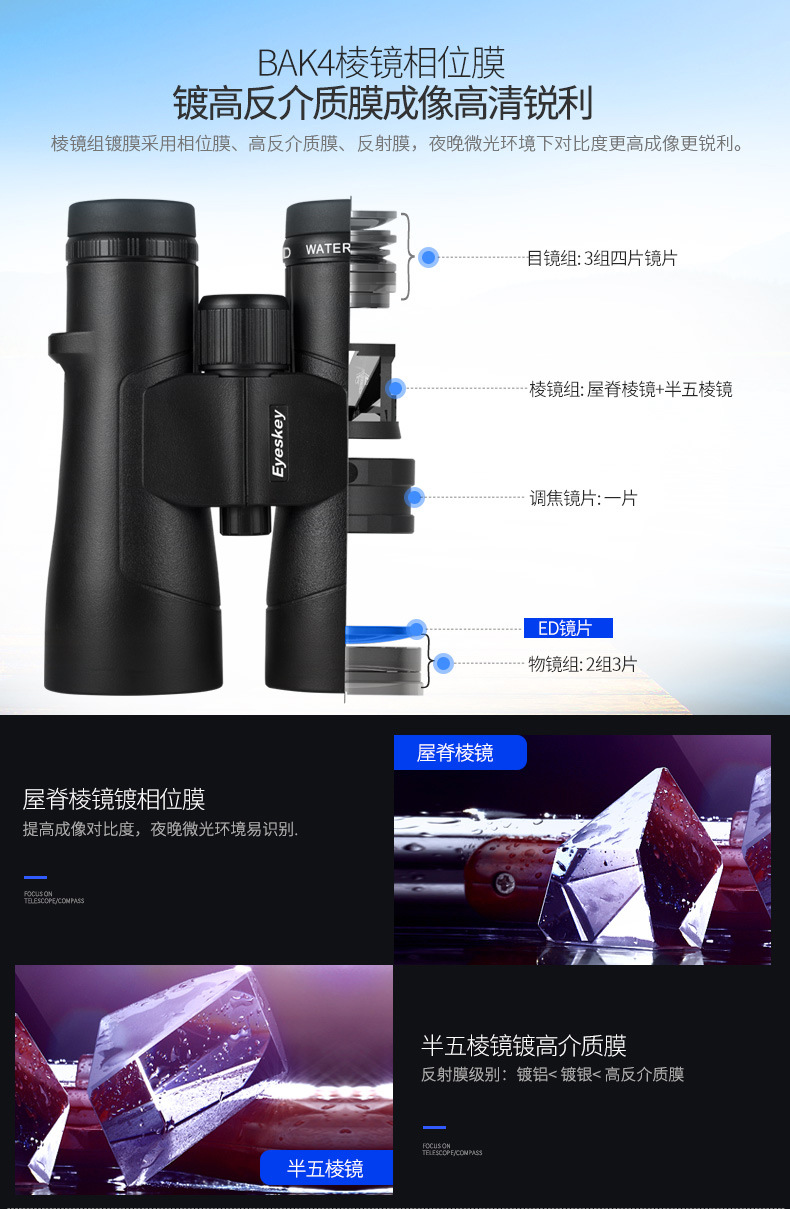 Eisky Catcher Series 12X50/10X50 binoculars ed glasses High-definition night vision binoculars for bee hunting pic 15