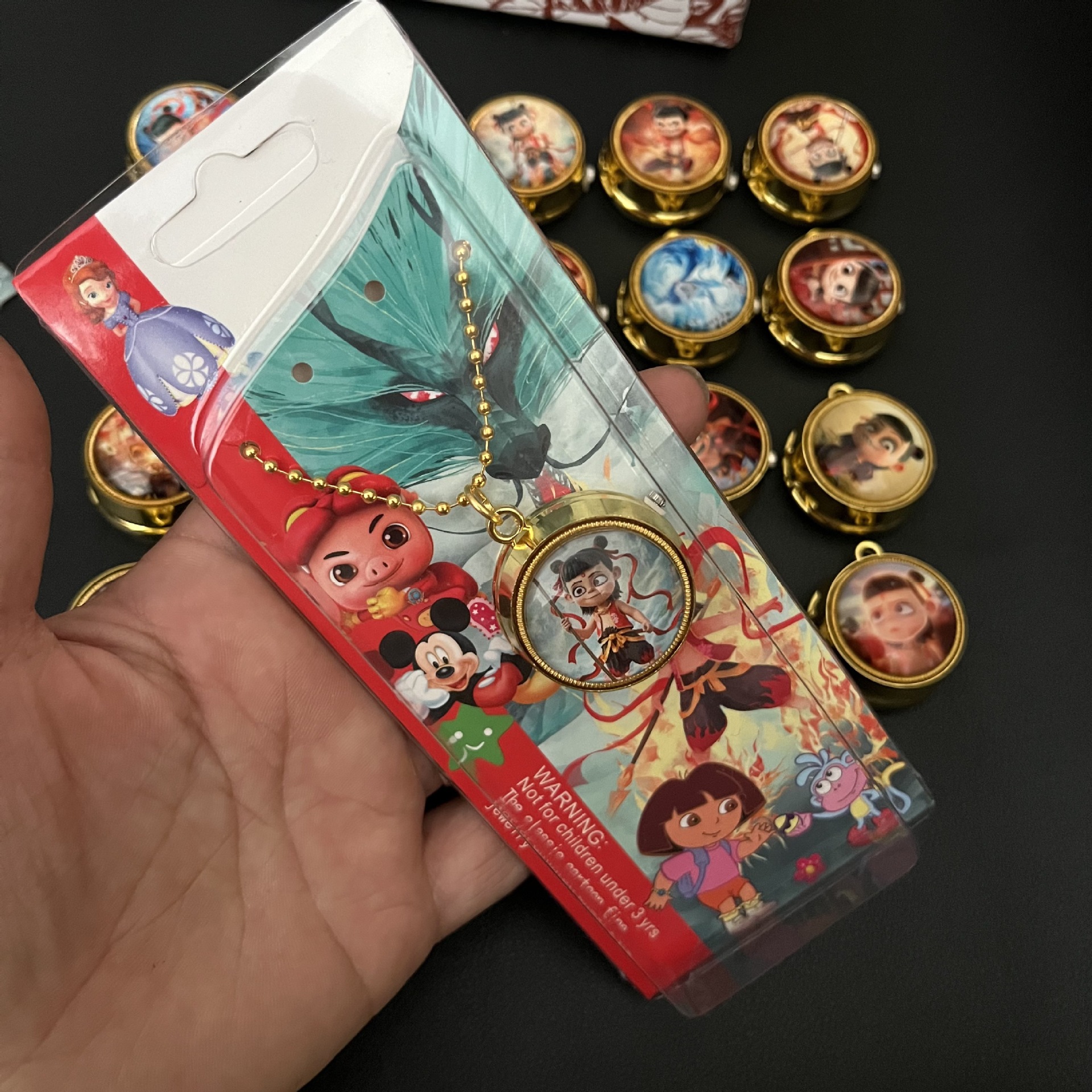 Nezha 2 movie pocket watch, cartoon top spinning hanging watch, children, students, boys and girls necklace watch, surrounding tourist attractions pic 27