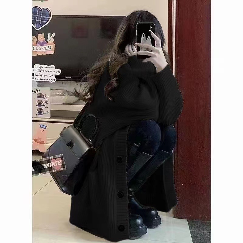 韩版V领慵懒风开衫2025新款日系简约毛衣女春秋冬休闲宽松针织衫详情9