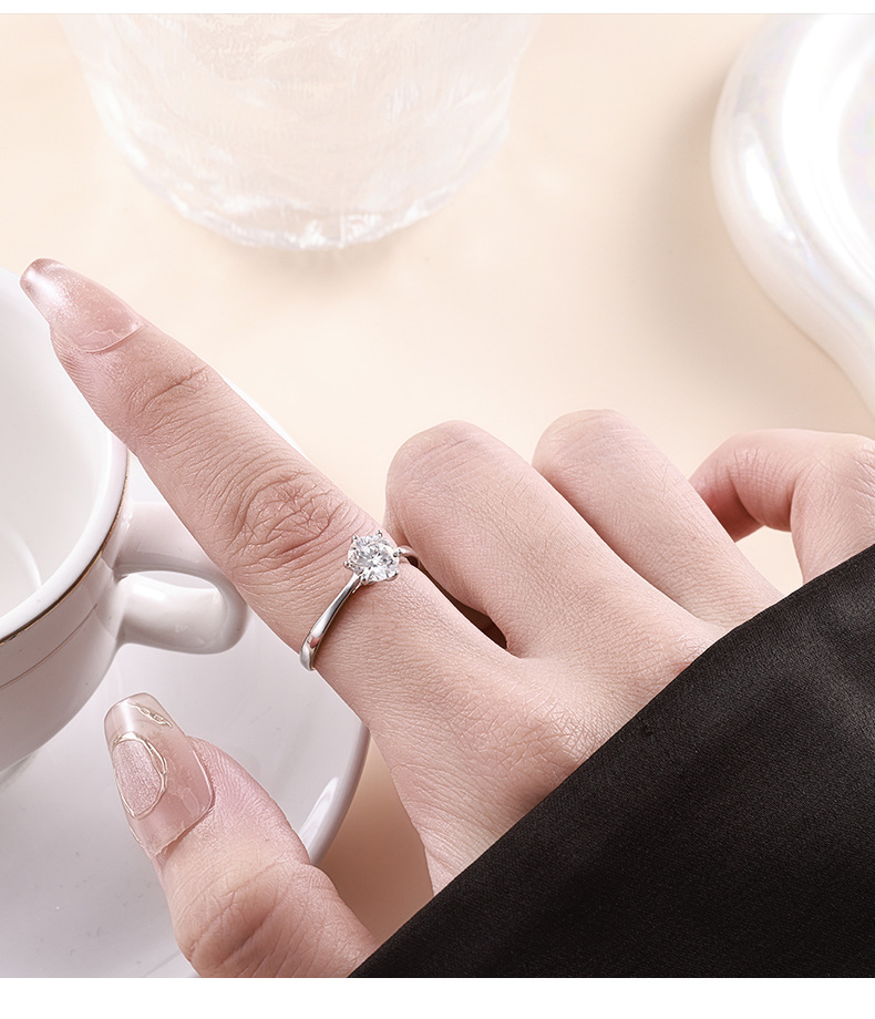 卓恒甄选戒指女ins不掉色仿莫桑石钻戒仿真情侣韩版学生简约【配国鉴证书详情4