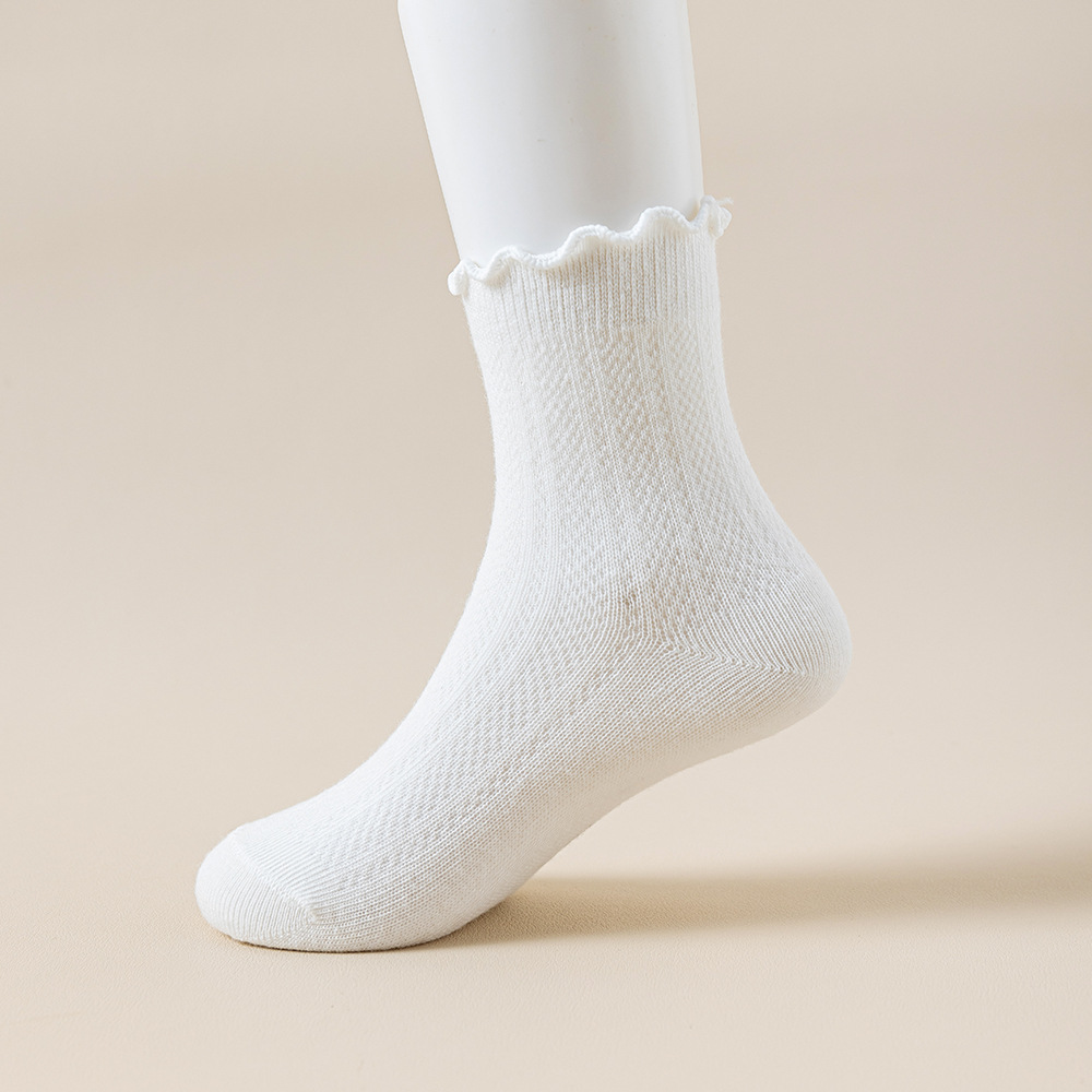 跨境新款纯色花边儿童袜子中筒袜宝宝婴儿中小童袜子春夏详情13