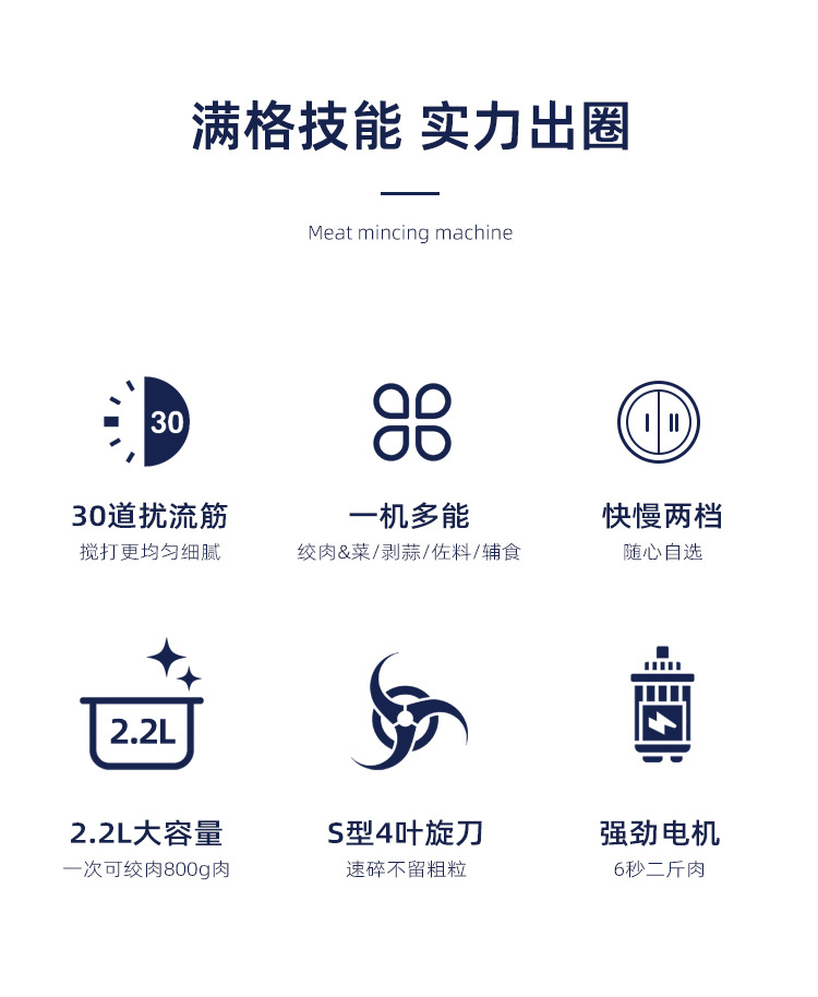 110V/220V多蒙绞肉机家用电动小型料理打肉切碎菜馅欧英美规跨详情2