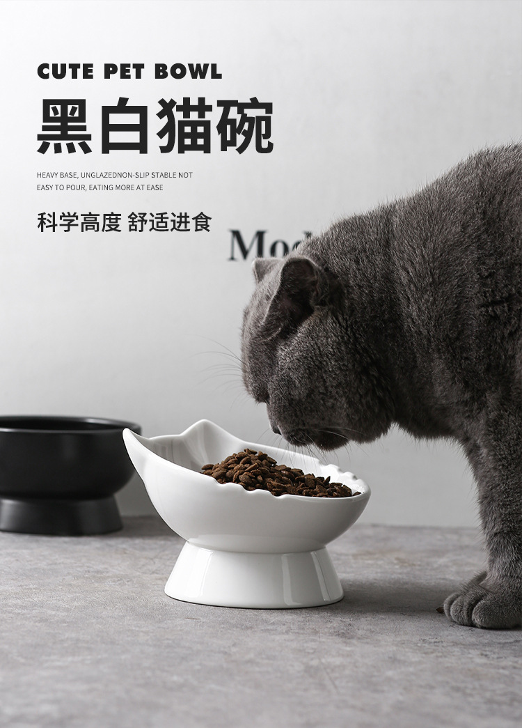 陶瓷猫碗斜口猫咪喝水碗大容量护颈猫粮饭碗食盆宠物用品防黑下巴详情1