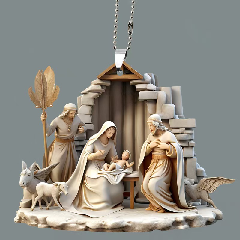 Christmas cross-border best-selling gifts: Acrylic decorative pendants, car interior rearview mirrors, home hanging items, Jesus pic 4