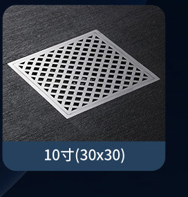 跨境黑色脚踏式弹跳地漏 加厚按压式不锈钢方形10*10地漏亮光详情12