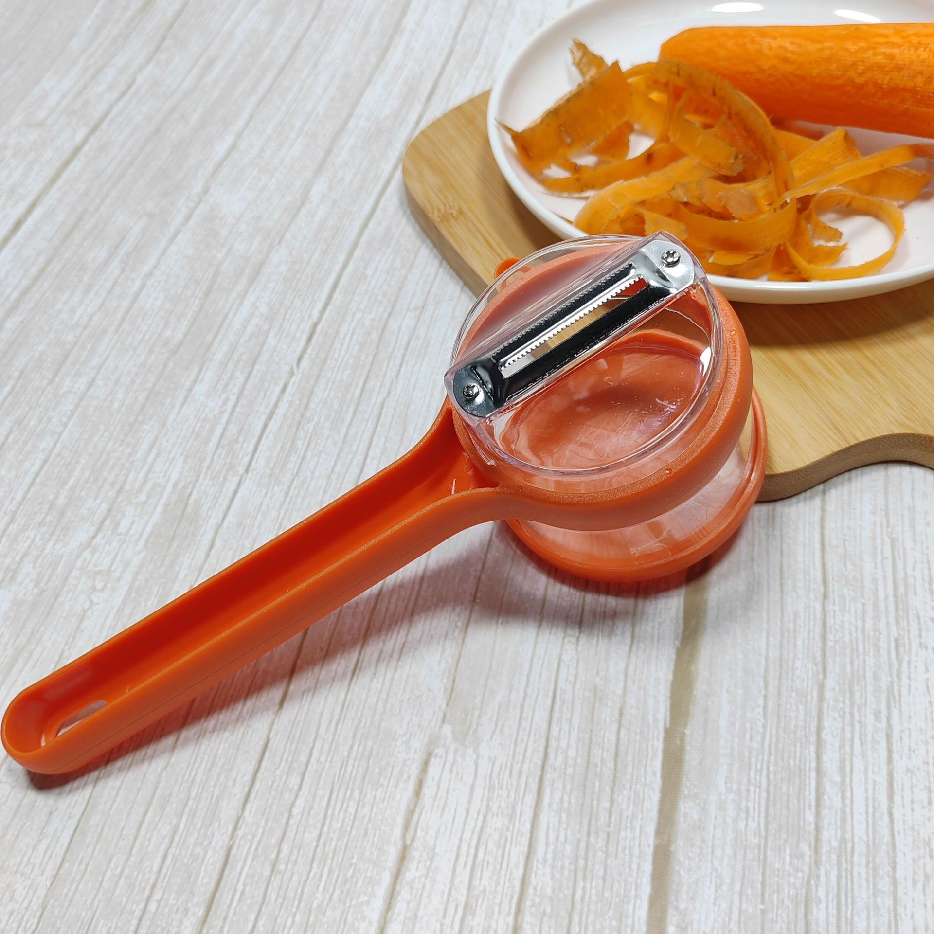 Storage peeler, multi-functional fruit and melon storage peeler, splash-proof peeler, kitchen stainless steel melon peeler pic 3