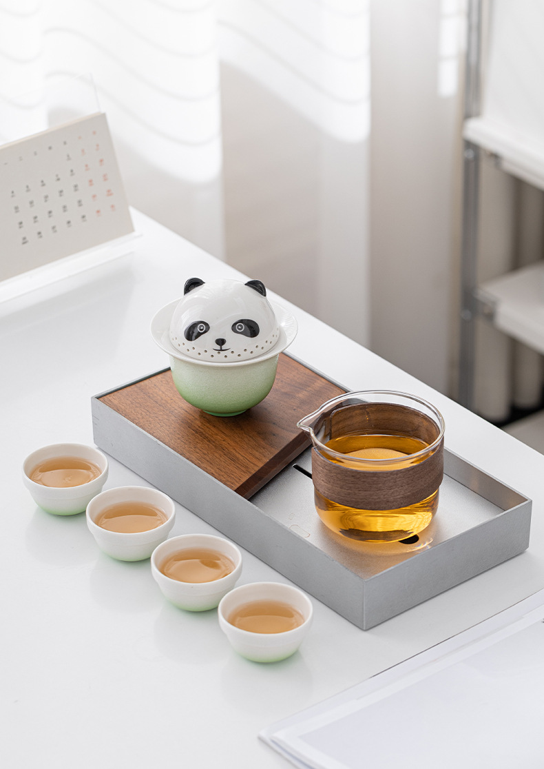 360°熊猫快客杯旅行茶具套装便携式防烫泡茶器扳手礼品可加logo详情8