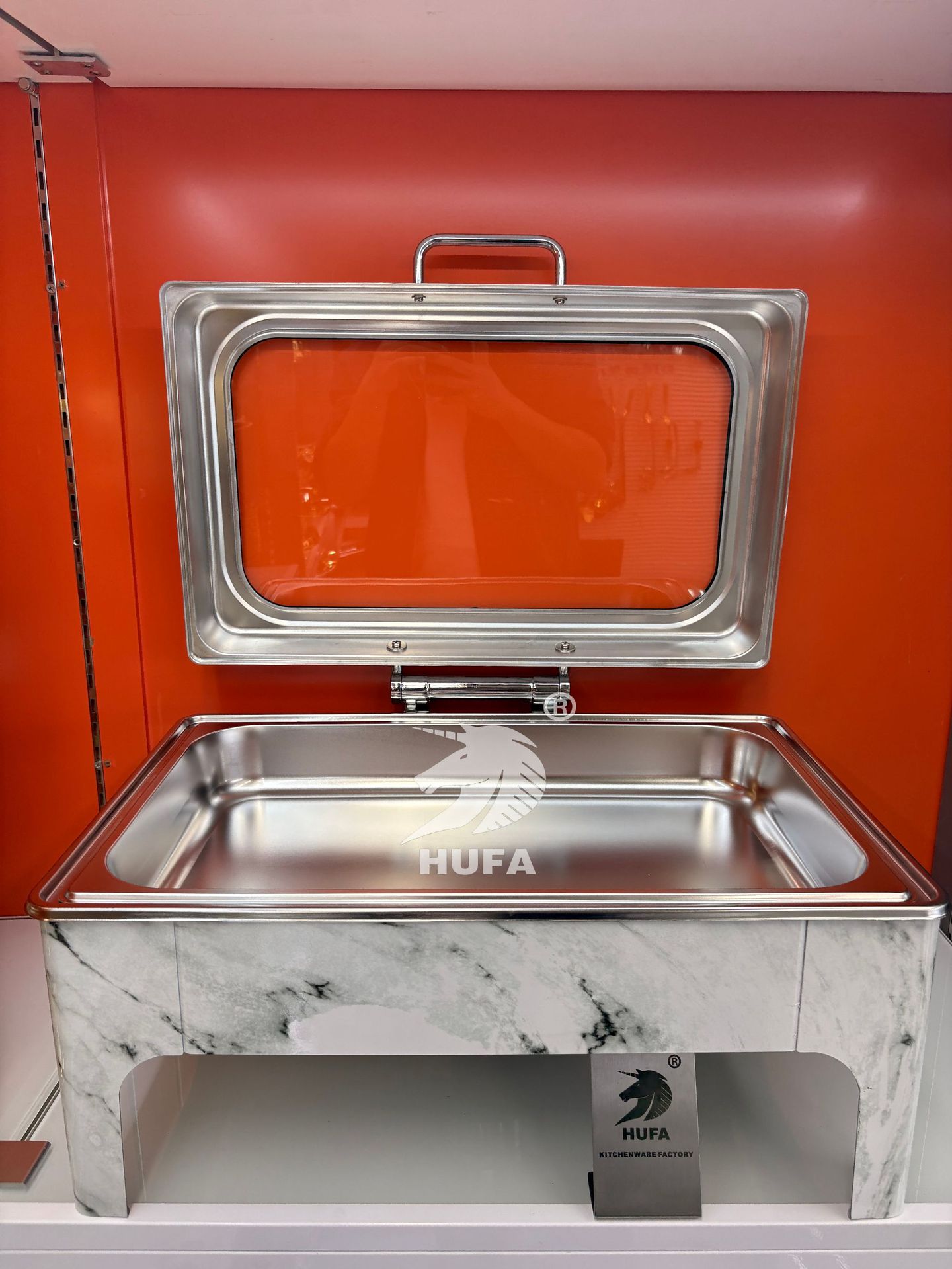 跨境自助餐炉不锈钢长方形翻盖保温炉大透视酒店餐厅布菲炉家用详情3