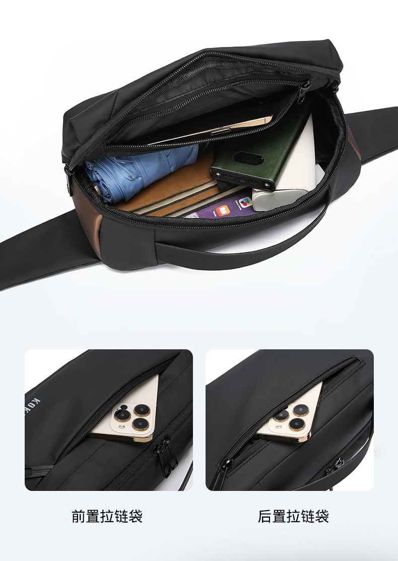 跨境腰包多功能通勤旅行手机胸包户外运动骑行斜挎包时尚胸前包详情7