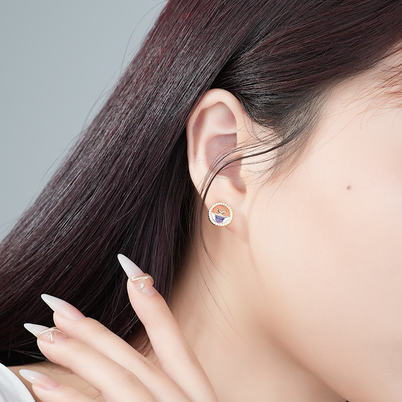 跨境欧美复古高级感百搭美人鱼海洋耳钉s925纯银针耳饰批发耳环潮详情4