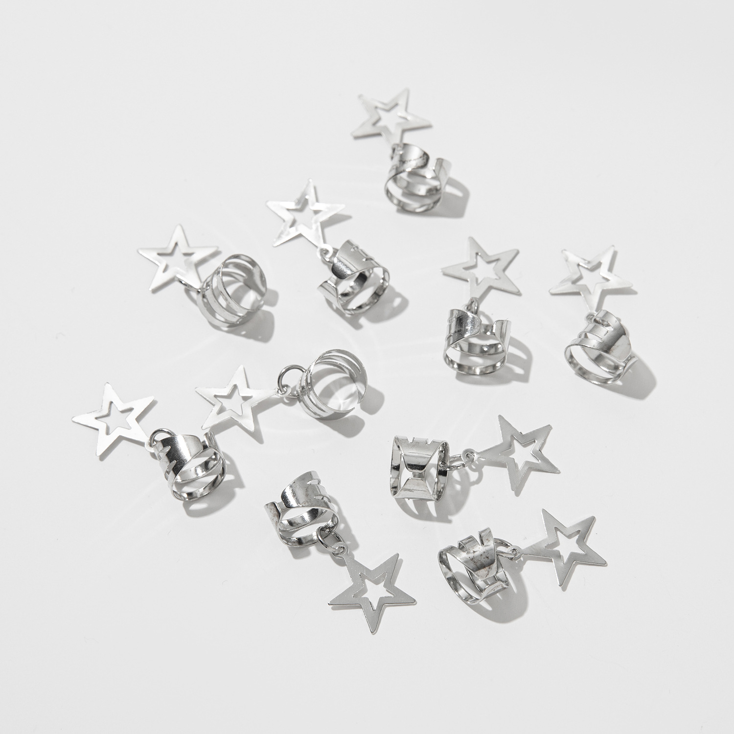 A 10-piece DIY hair accessory buckle set featuring cross-border dreadlocks, open hair bands, hollowed-out five-pointed stars, butterflies and hearts pic 11