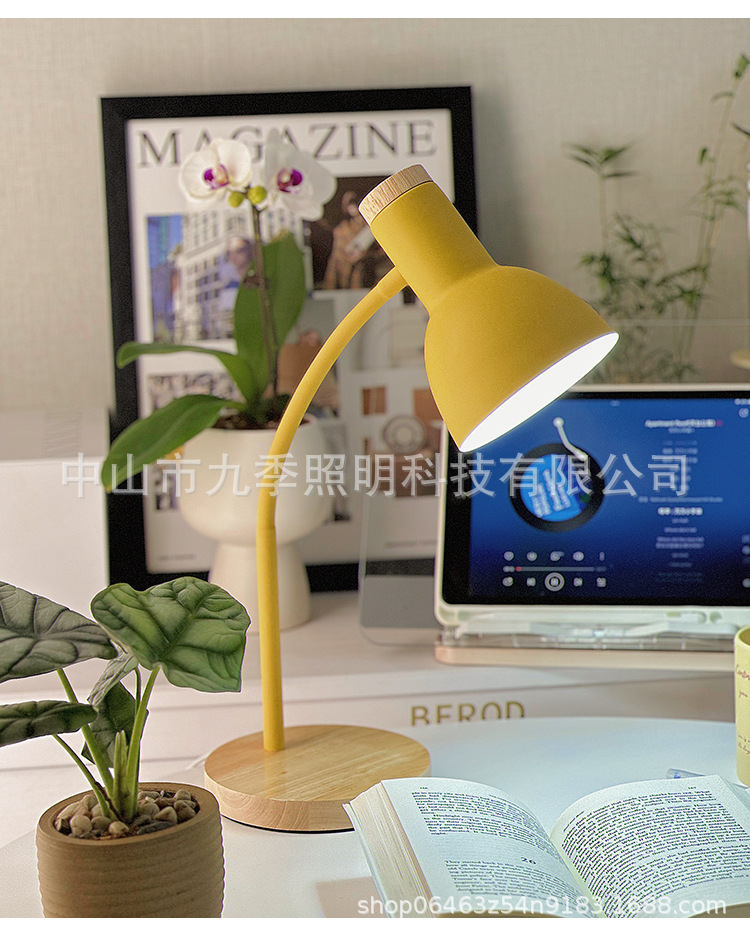 北欧LED台灯护眼书桌大学生宿舍简约创意学习插电式ins少女床头灯详情7