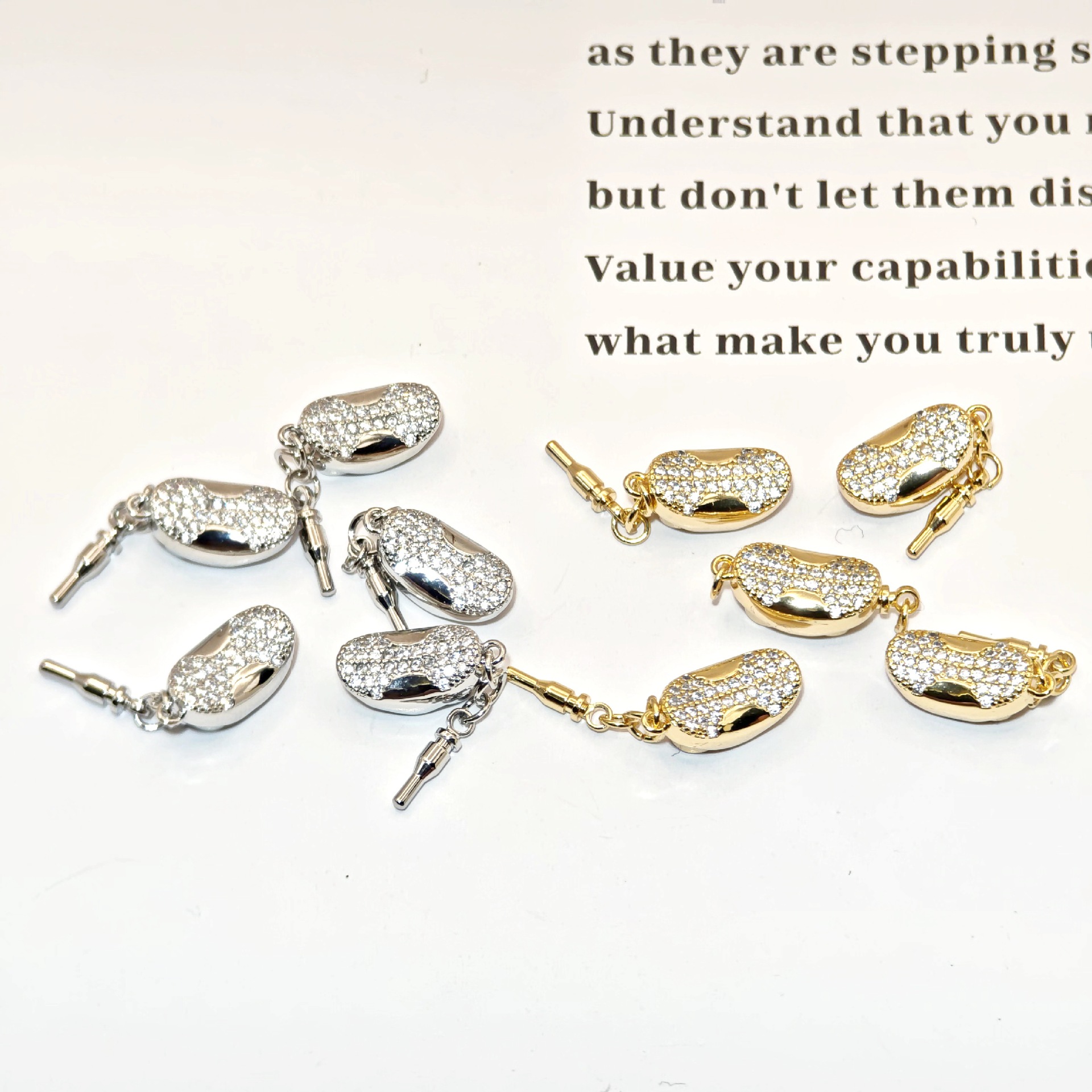 Color-preserving micro-inlaid zircon ingot clasp pearl clasp DIY handmade bracelet necklace connecting clasp accessory piece pic 8