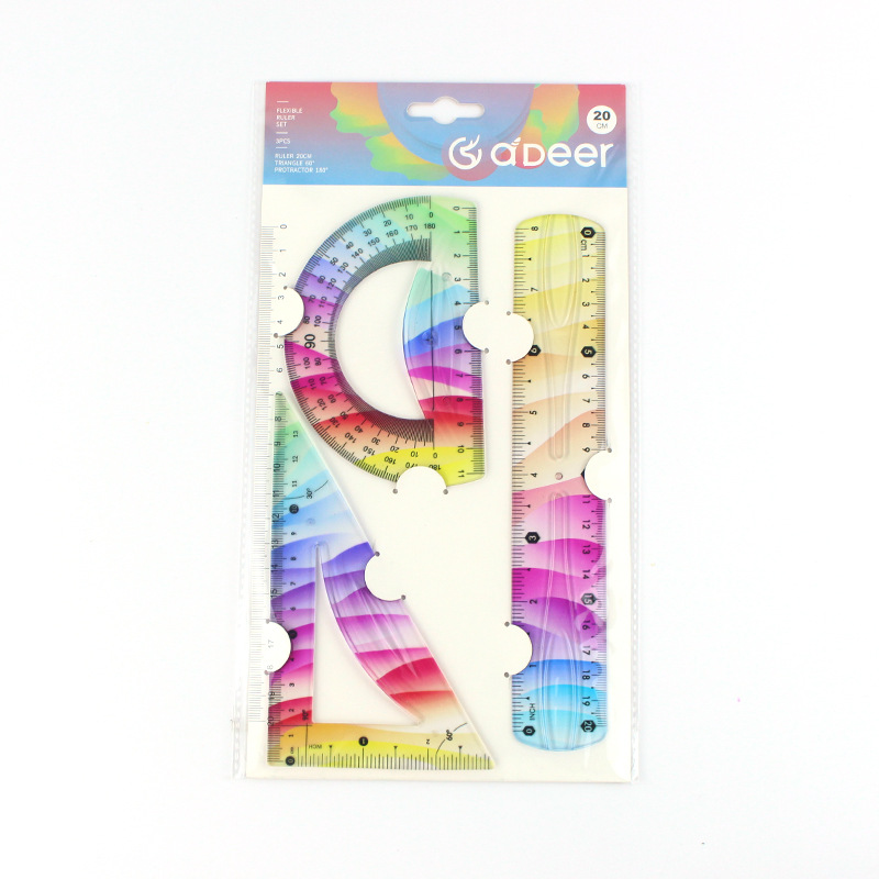 The manufacturer can order a four-piece set of foreign trade flexible rulers for students, 20/30cm, which can be bent and easily reached pic 8