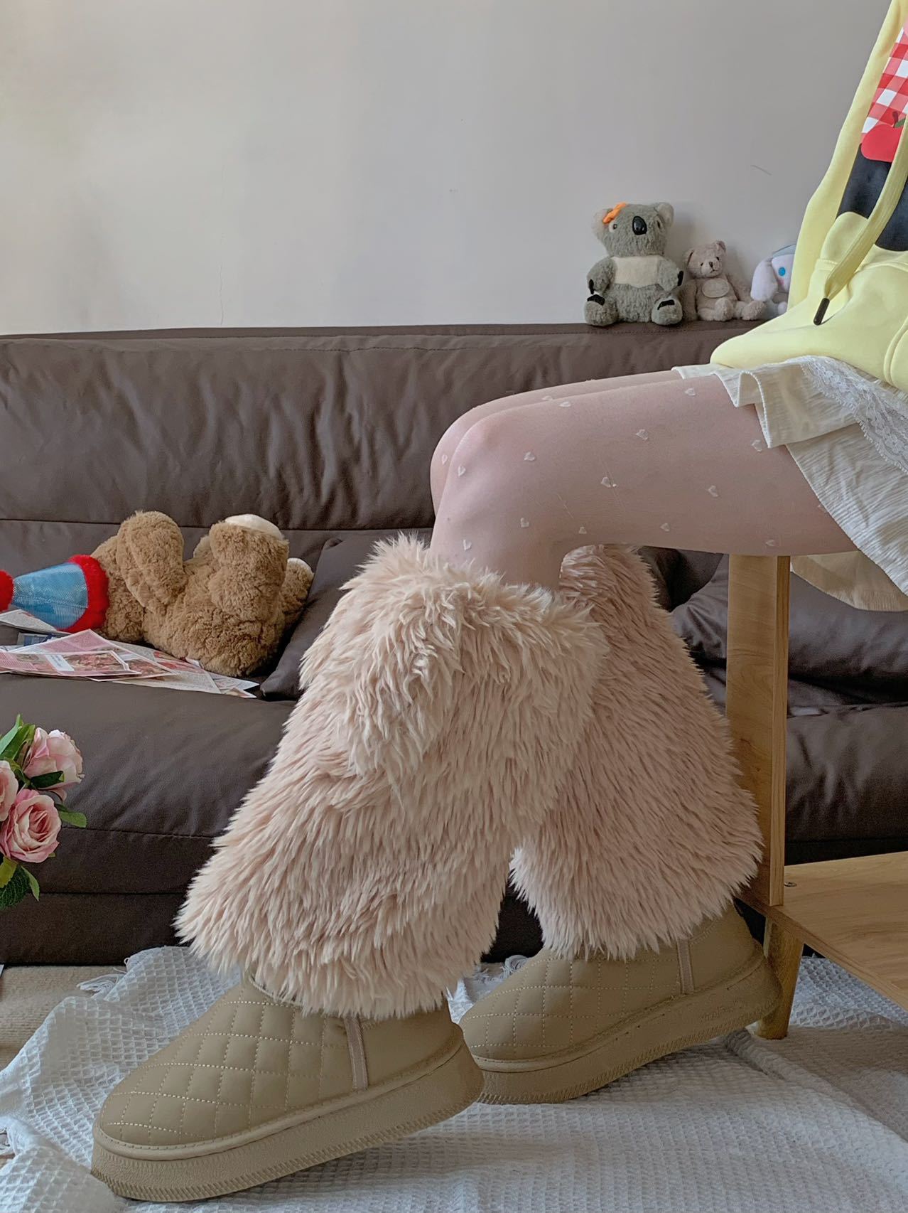 原创Y2K怪怪眼毛绒时尚保暖袜套毛毛腿袜保暖加厚腿套堆堆袜脚套详情19