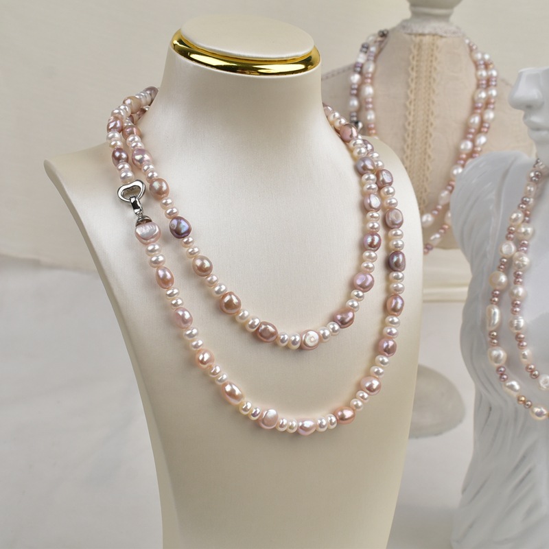 2025 New French Baroque irregular pearl necklace for women, a high-end natural freshwater pearl double-layer sweater chain pic 3