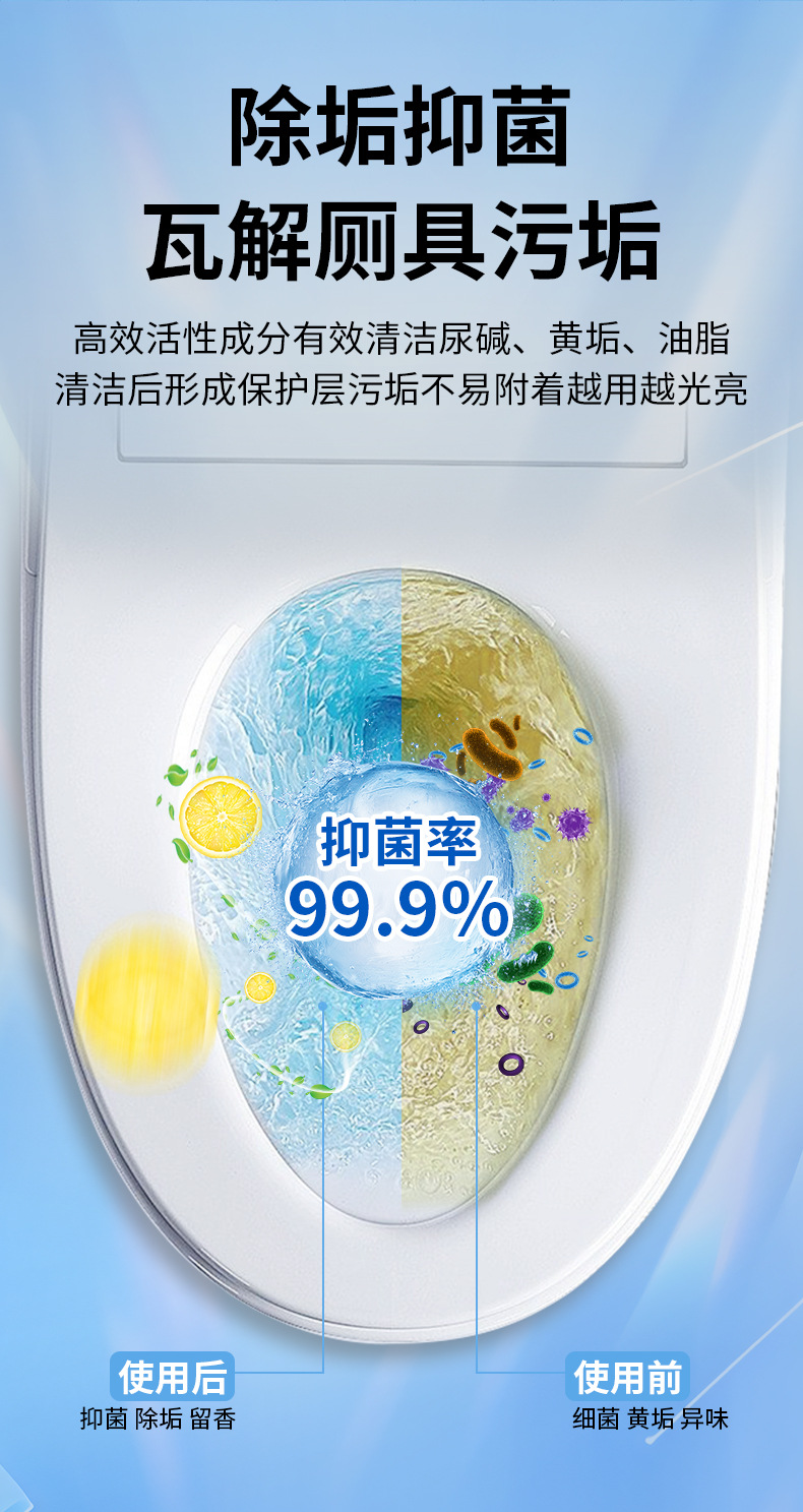 洁厕宝蓝泡泡洁厕灵厕所除臭神器马桶清洁去异味球块清香型清洁剂详情8