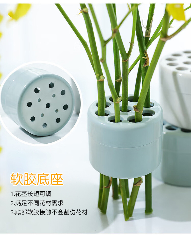跨境适配大小花茎插花器可重复使用花束支架螺旋花茎架硅胶插花器详情4
