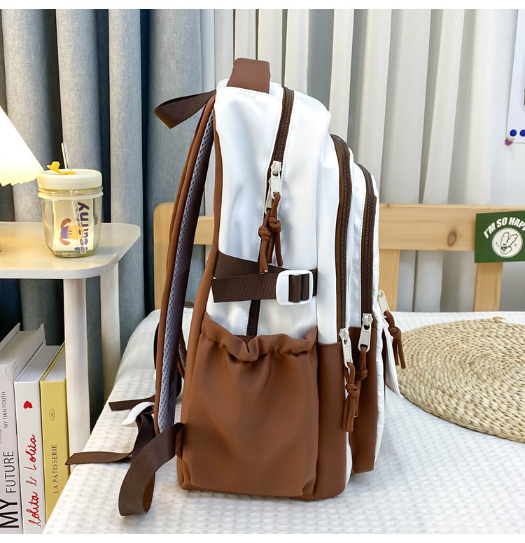 High-appearance-level color-blocking schoolbags for female junior high school students, large-capacity backpacks for high school students, multi-layered load-reducing backpacks for primary school students pic 19