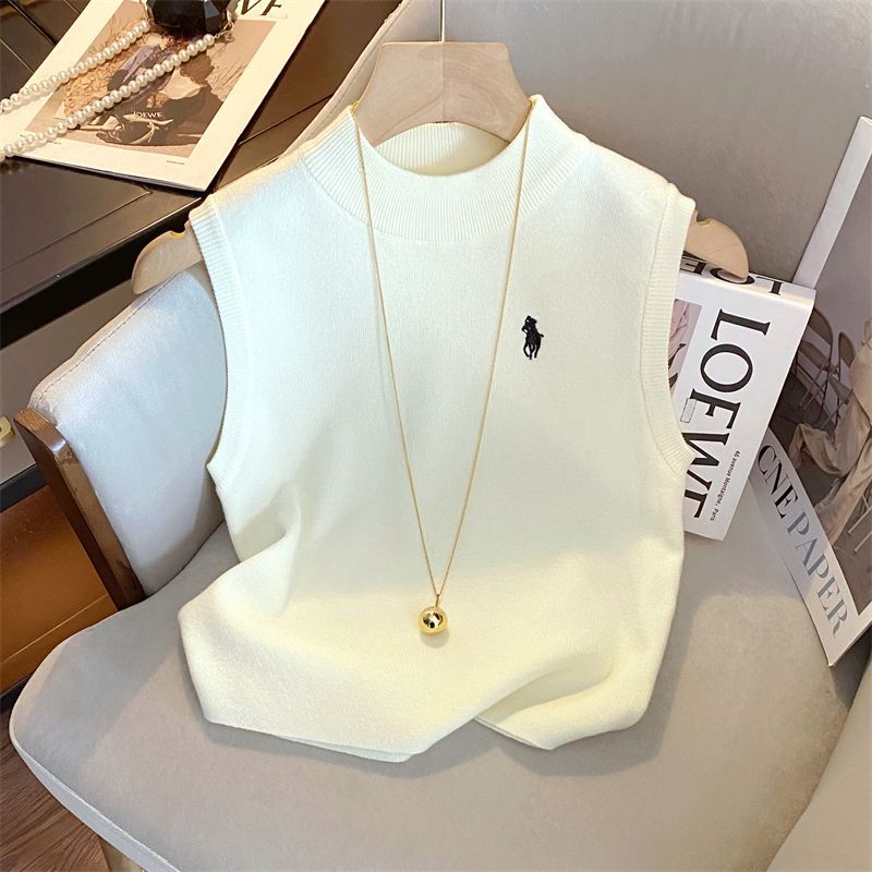 复古优雅高端半高领工字背心女2024春夏新款时尚气质内搭打底上衣详情3