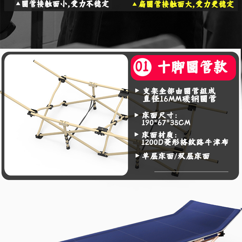 Chuntai folding bed for midday rest, office nap, outdoor Oxford cloth, Army simple and portable single folding bed for companionship pic 9