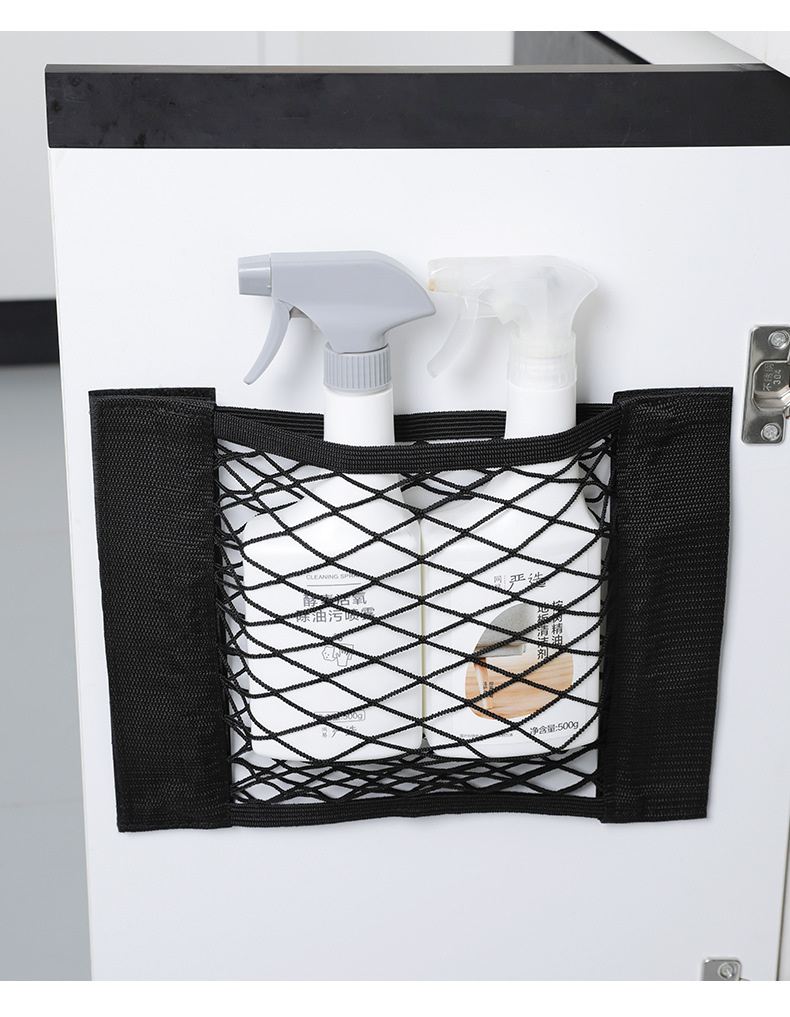 Garbage bag storage wonder, non-punching household wall-mounted storage bag, plastic storage bag, Velcro net pocket pic 12