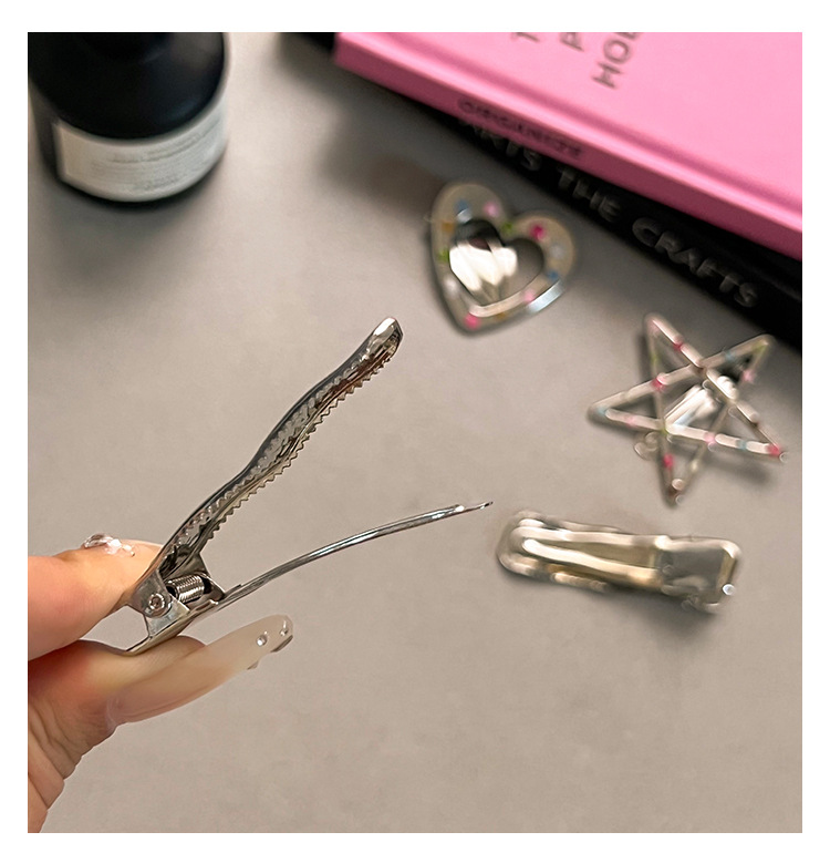 y2k color polka dot metal hair clip, female forehead fringe clip, sweet and cool Spice girl duckbill clip, hair clip headwear pic 13