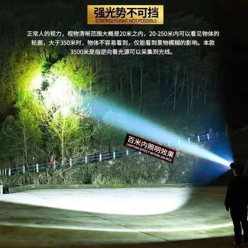 LED 黄光头灯超亮可充电头戴式强光感应特亮手电筒小型便携式夜详情21