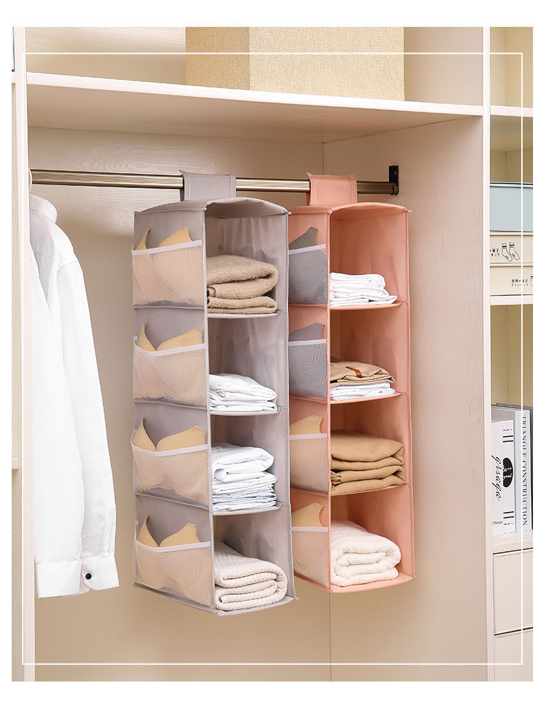 Wardrobe storage hanging bag, three-dimensional hanging multi-functional bag, clothing storage bag, fabric underwear organizing hanging bag pic 14