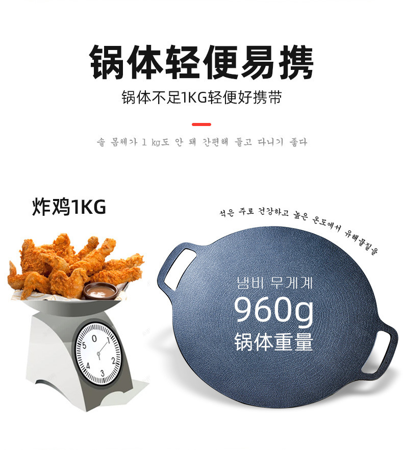 韩式烤盘麦饭石不粘烤肉锅卡式炉烧烤盘户外铁板烧电磁炉煎盘家用详情7
