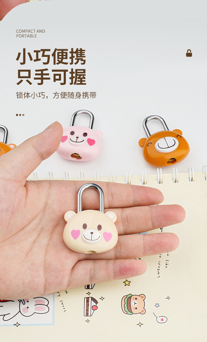 Cute padlock, cartoon combination lock, lock holder, lock head, small lock, cabinet lock, student dormitory suitcase, mini padlock pic 5