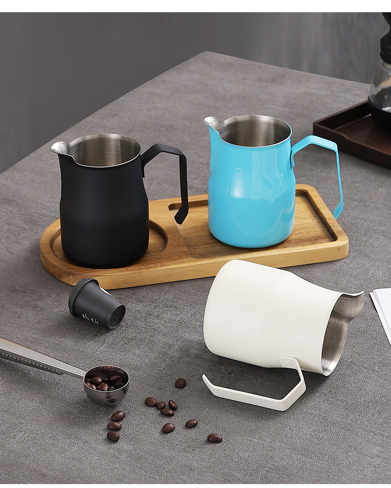 跨境意式尖嘴咖啡拉花缸304不锈钢大肚拉花杯打奶杯器具奶泡杯子详情13