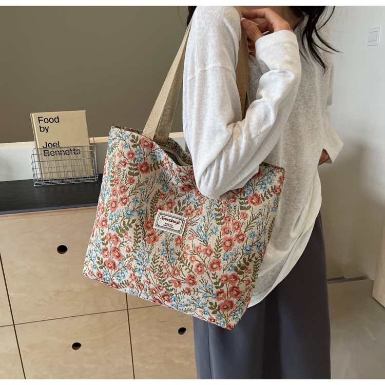 大容量帆布包包2024新款潮时尚百搭单肩手提袋子ins学生上课包女详情19