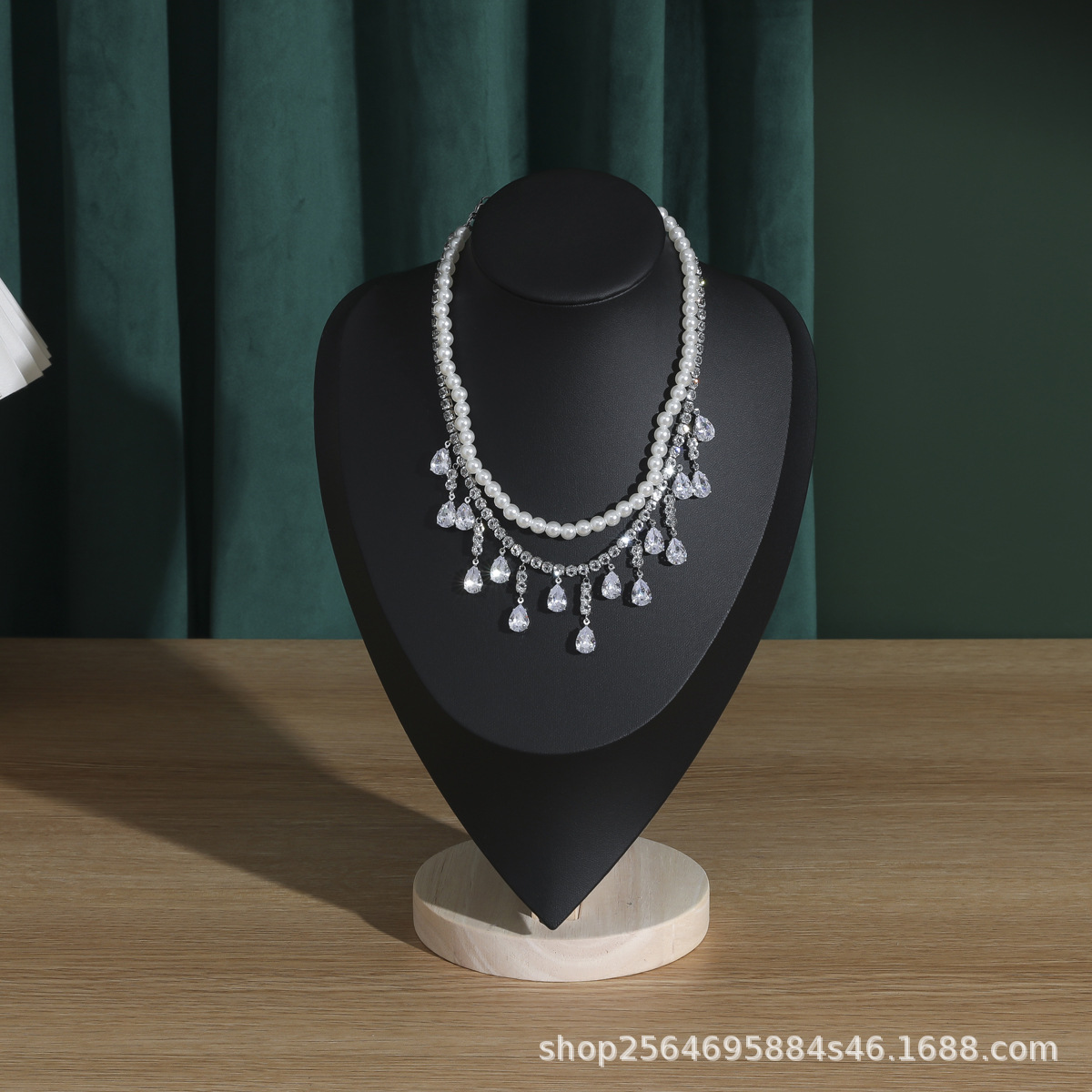 Wooden velvet necklace display stand, neck mold pendant stand, jewelry stand, human neck jewelry window storage, model stand pic 6