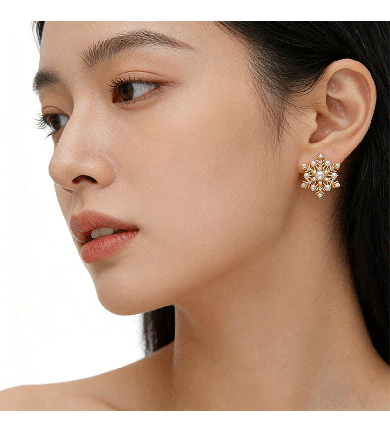 Hyacinth925 Silver Needle Exquisite Zircon Snowflake Stud Earrings Autumn/Winter 2026 New bestseller, high-end and unique design earrings for women pic 7