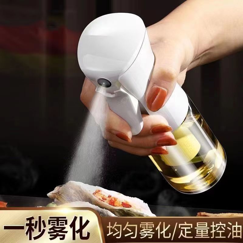 Kitchen household oil spray bottle, spray glass bottle, olive oil spray pot, oil bottle, edible oil, air fryer, oil spray pot pic 1