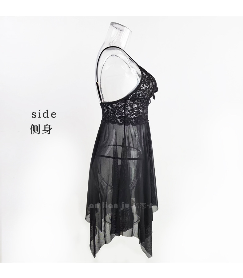 Cross-border underwear, mesh see-through irregular pajamas, lace cutout halter nightgowns, home wear 309, sexy pic 19