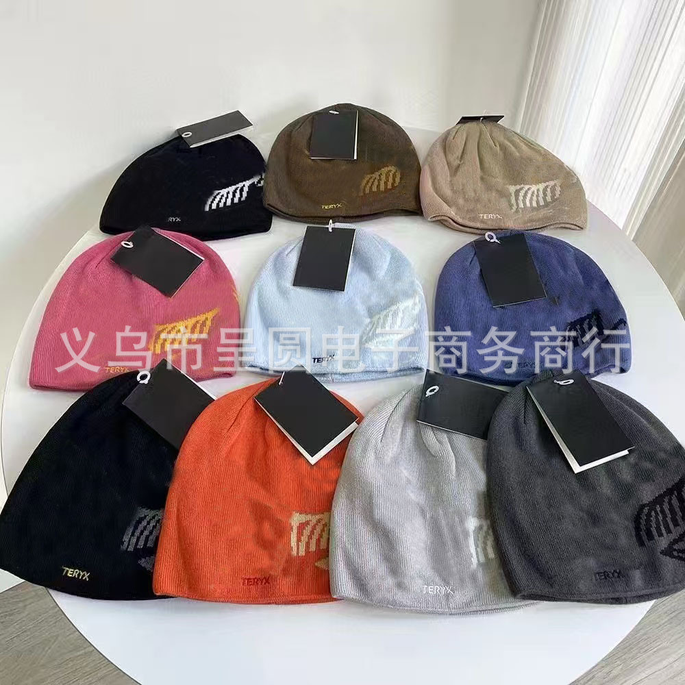 品牌【森多娜】针织帽 保暖防寒 秋冬R字母提花毛线帽加厚大版翻边男女百搭保暖套头帽小鸟护冷帽~详情2