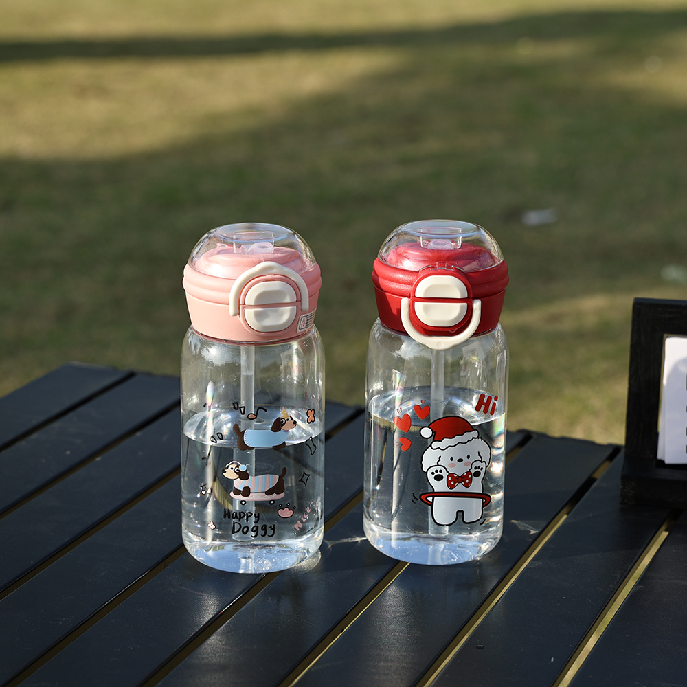 卡通塑料杯女生高颜值吸管双饮水杯便携式学生小众不撞款儿童可爱详情4