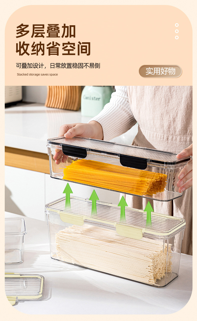 Noodle storage box, refrigerator, kitchen, food-grade sealed preservation box with lid, coriander, scallion, ginger, garlic, pasta and dried noodles box pic 6