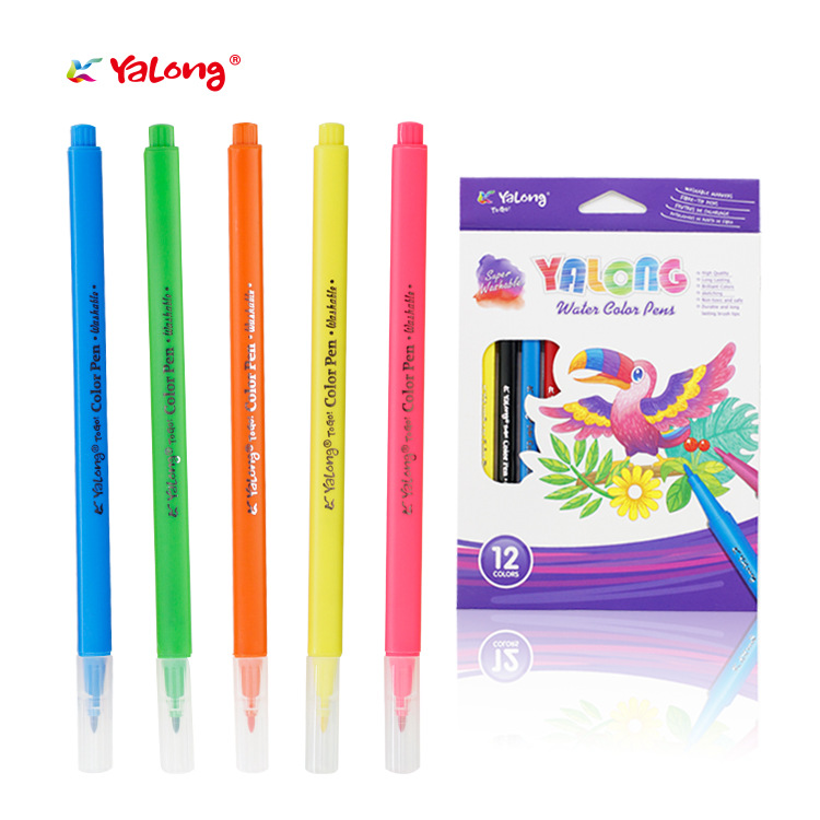 Yalong wholesale watercolor pens with fine tips and 12-color painting tools for children pic 1