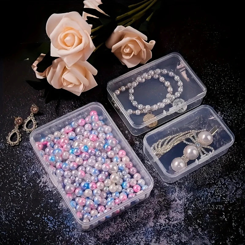 Cuadrado transparente portátil joyero collar caja accesorios caja de almacenamiento de uñas caja de pendientes pic 7