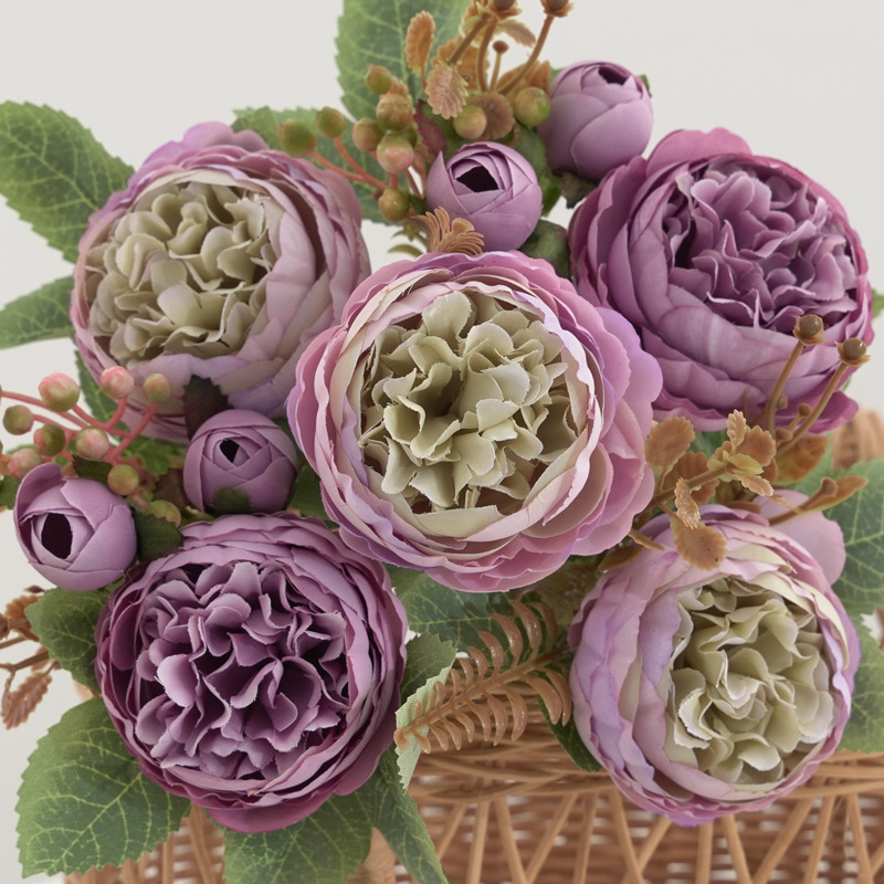 仿真花假花束 7叉欧式洋牡丹 家居婚庆装饰花瓶插花绢花玫瑰芍药详情17